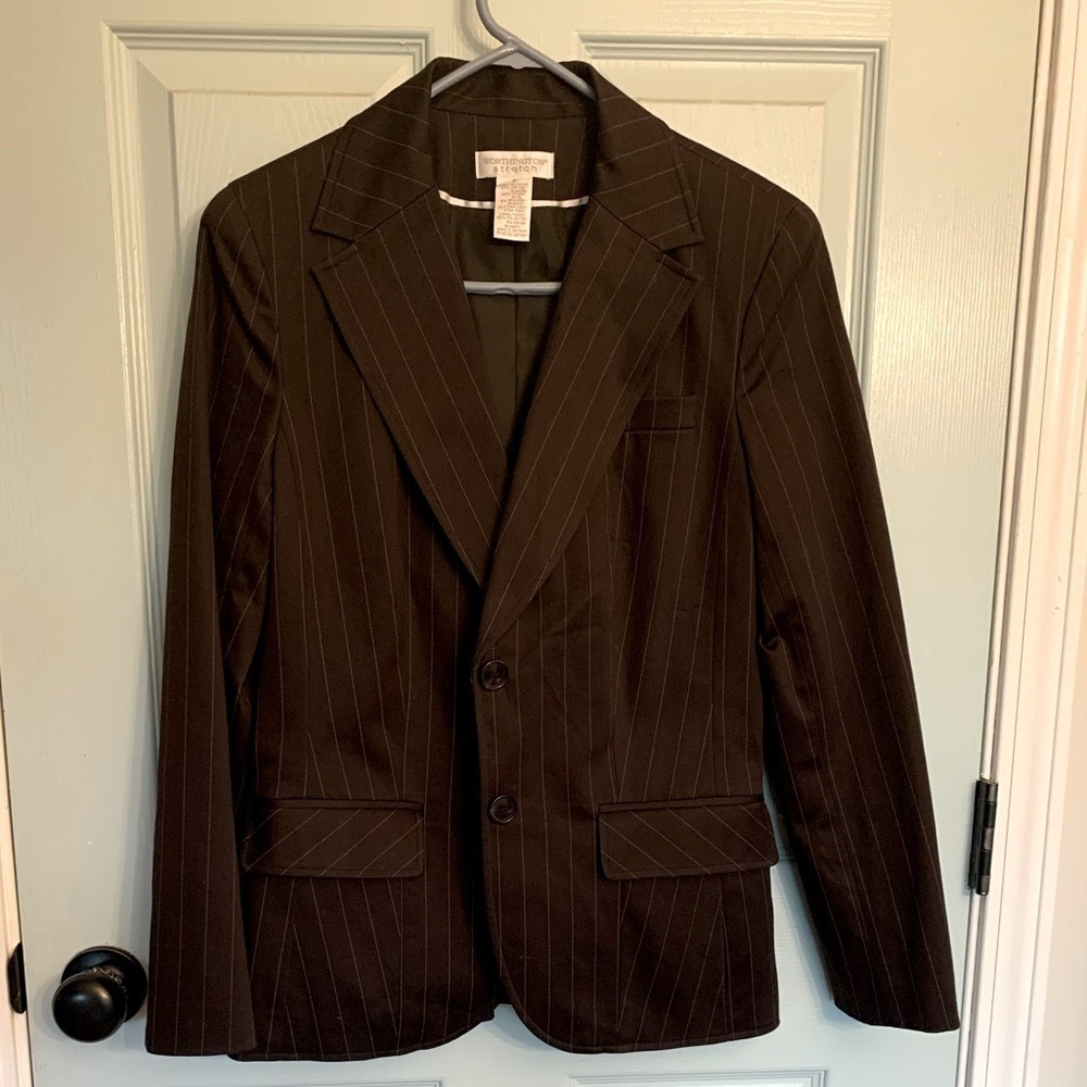 Worthington Stretch Brown pinstriped Women's Blazer Academia